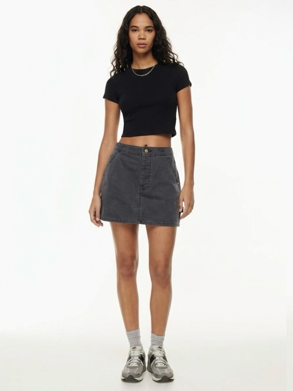 Aritzia TNA Greenwich Skirt High-Rise Carpenter Mini Skirt | Grey